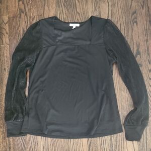 Maurices Black Blouse with Sheer Sleeves